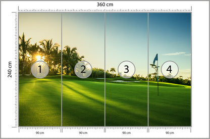 Fototapeta Pole Golfowe O Wschodzie Słońca 360 × 240 cm – podgląd kadru