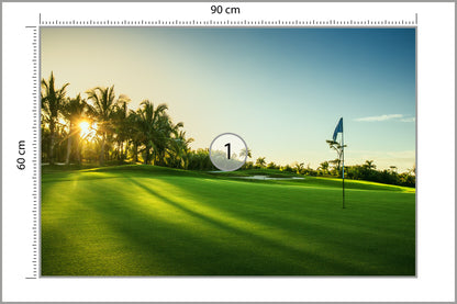 Fototapeta Pole Golfowe O Wschodzie Słońca 90 × 60 cm – podgląd kadru