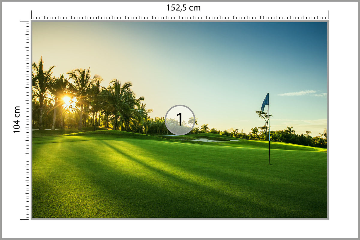 Fototapeta Pole Golfowe O Wschodzie Słońca 152,5 × 104 cm – podgląd kadru