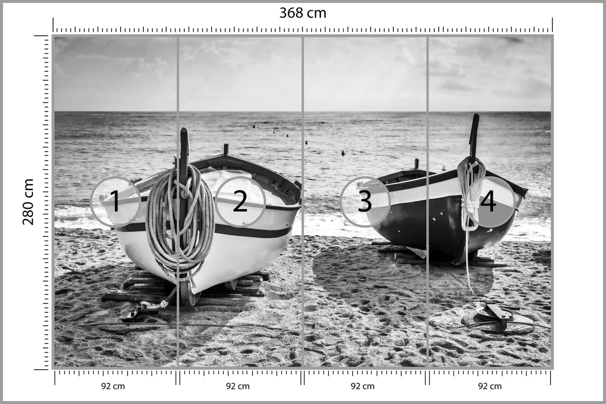 Fototapeta Plaża Łodzie 368 × 280 cm – podgląd kadru
