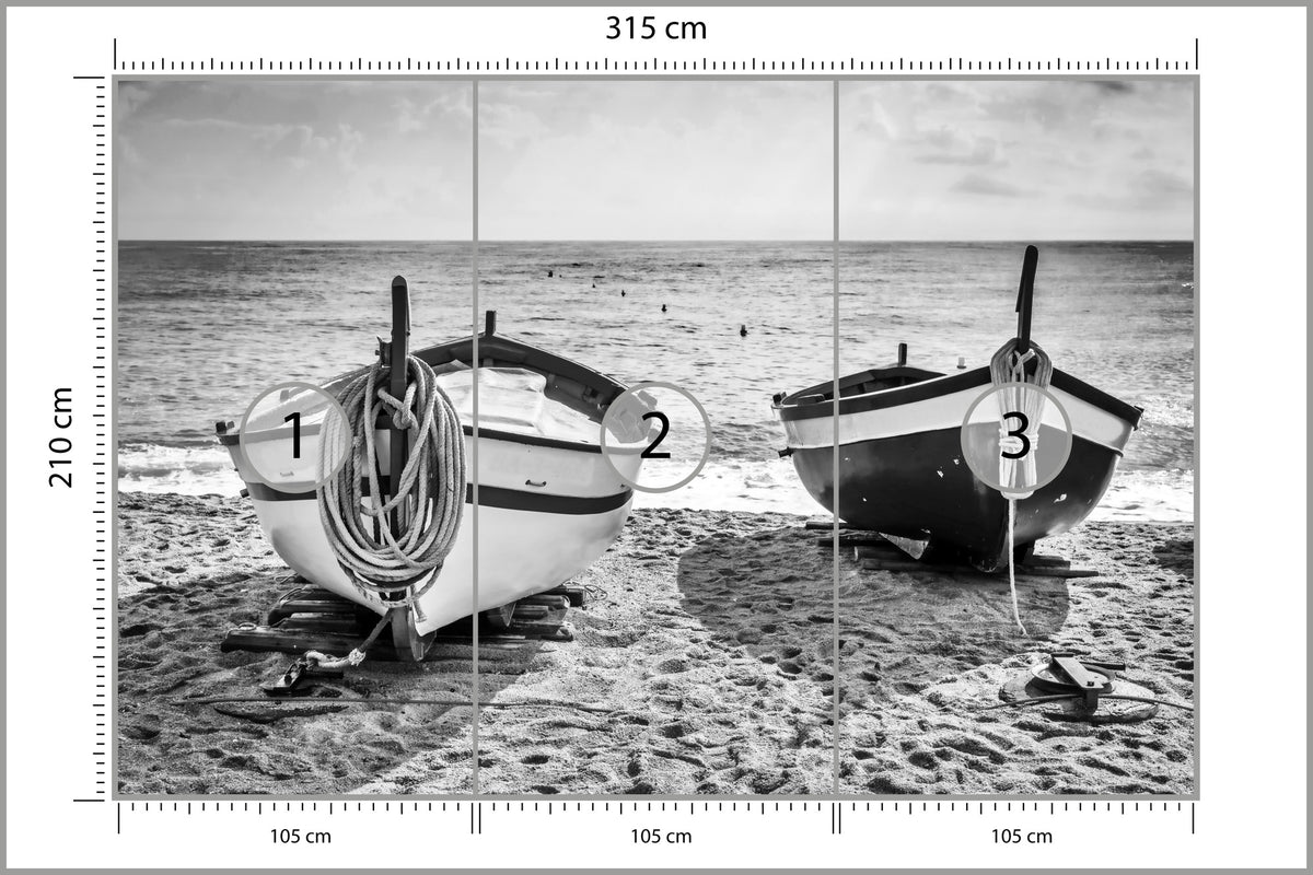 Fototapeta Plaża Łodzie 315 × 210 cm – podgląd kadru