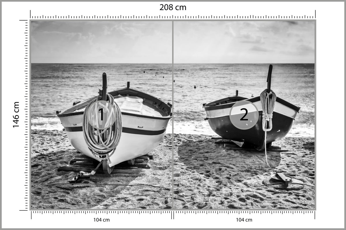 Fototapeta Plaża Łodzie 208 × 146 cm – podgląd kadru