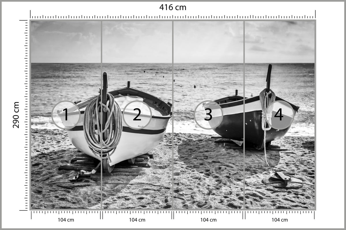 Fototapeta Plaża Łodzie 416 × 290 cm – podgląd kadru
