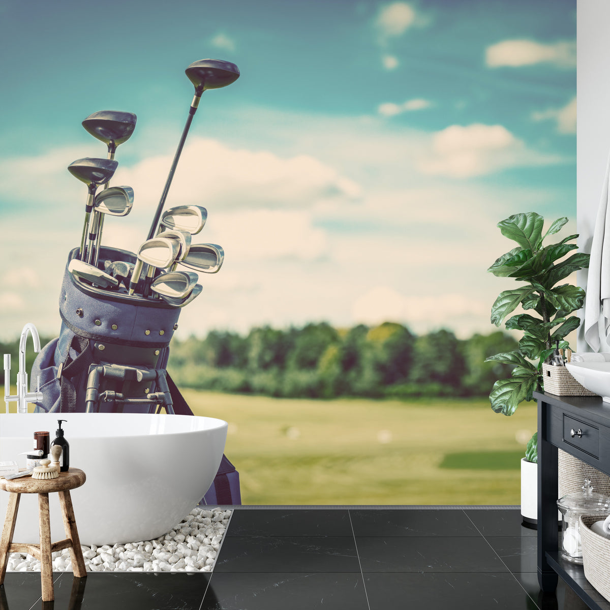 Fototapeta Torba Golfowa Na Tle Pola – aranżacja wnętrza