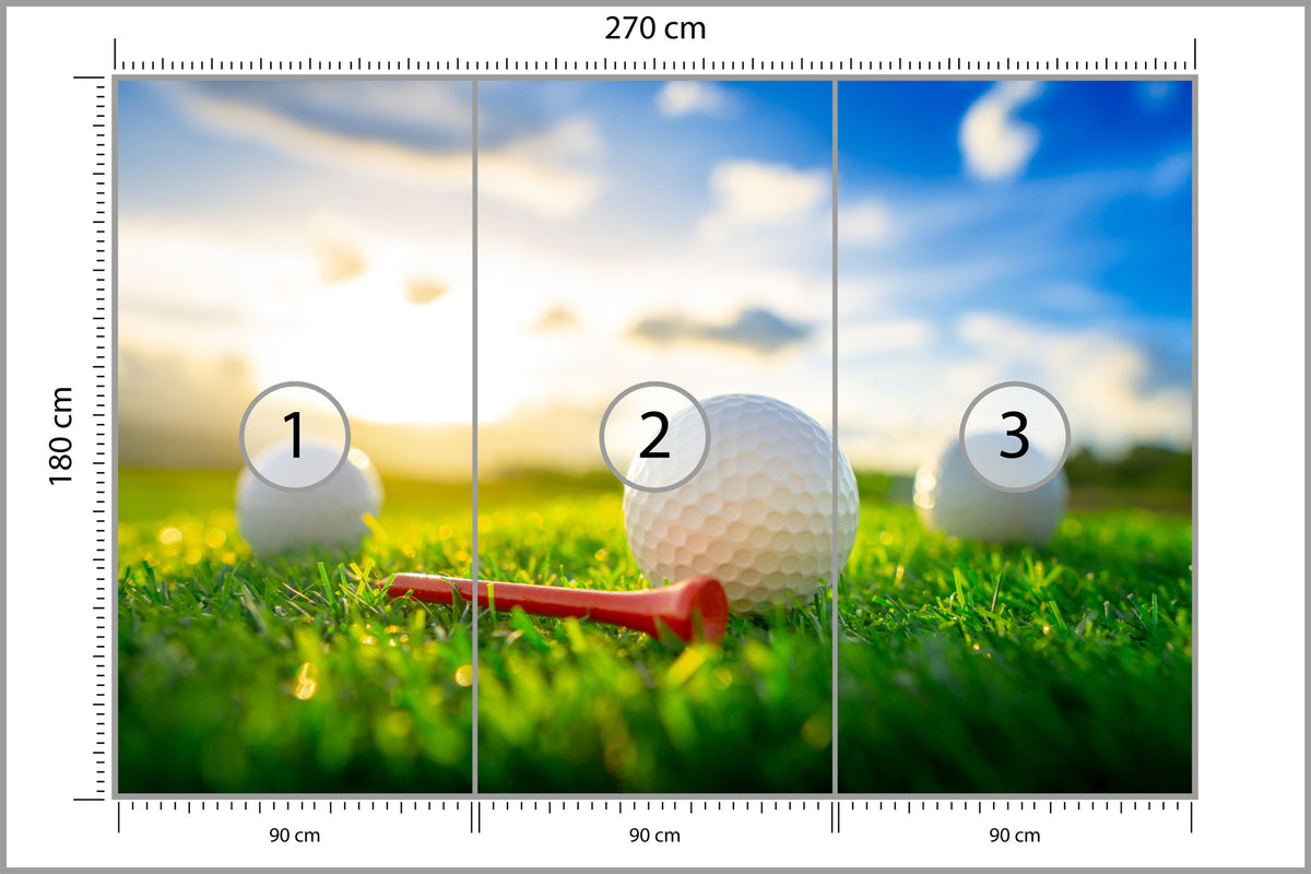 Fototapeta Piłki Golfowe 3D 270 × 180 cm – podgląd kadru