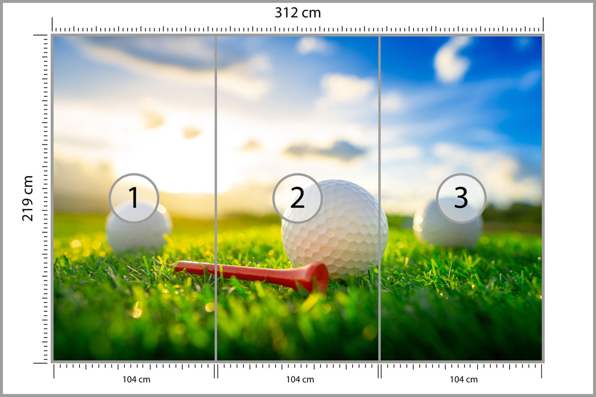 Fototapeta Piłki Golfowe 3D 312 × 219 cm – podgląd kadru
