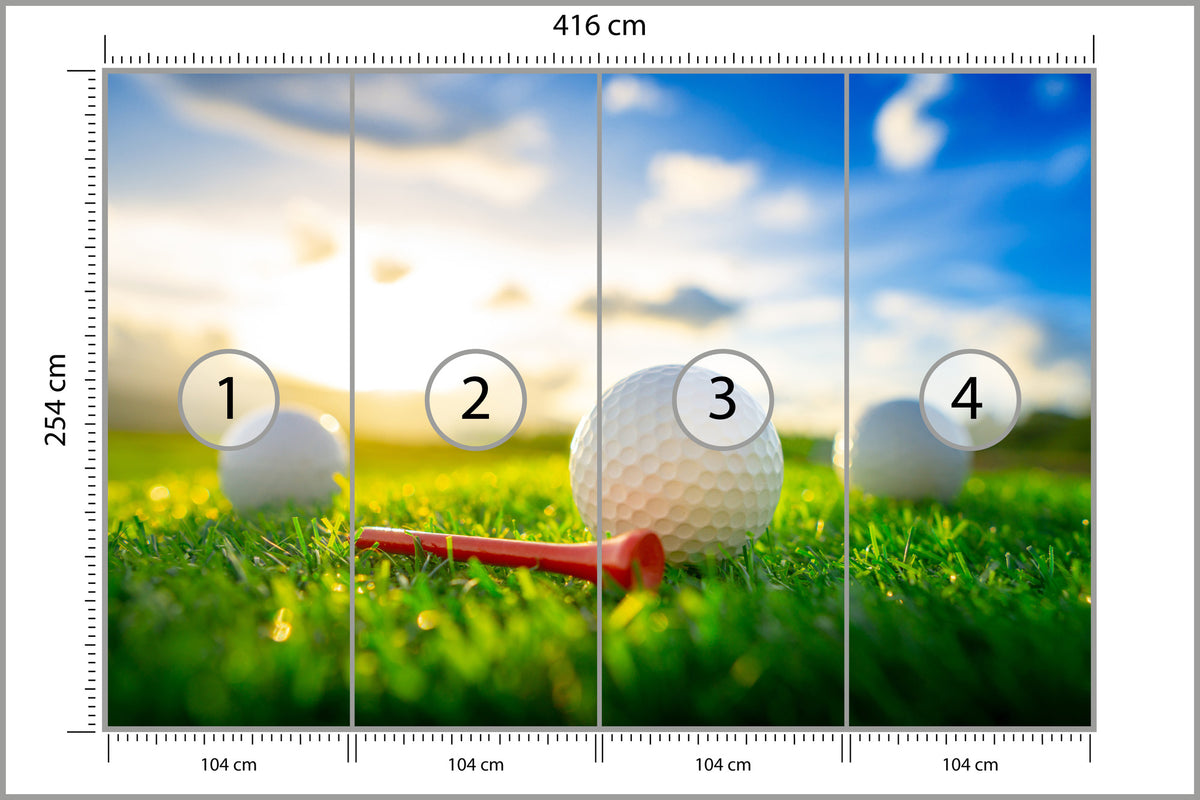 Fototapeta Piłki Golfowe 3D 416 × 254 cm – podgląd kadru