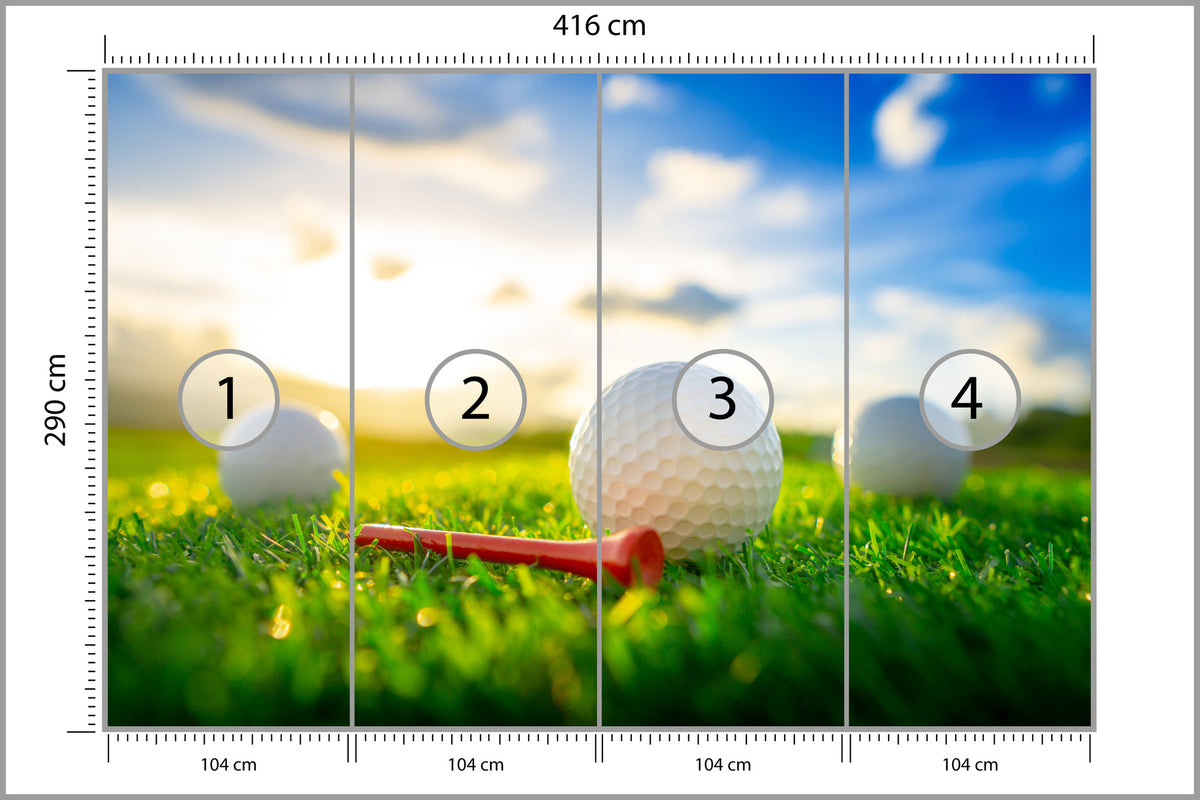 Fototapeta Piłki Golfowe 3D 416 × 290 cm – podgląd kadru