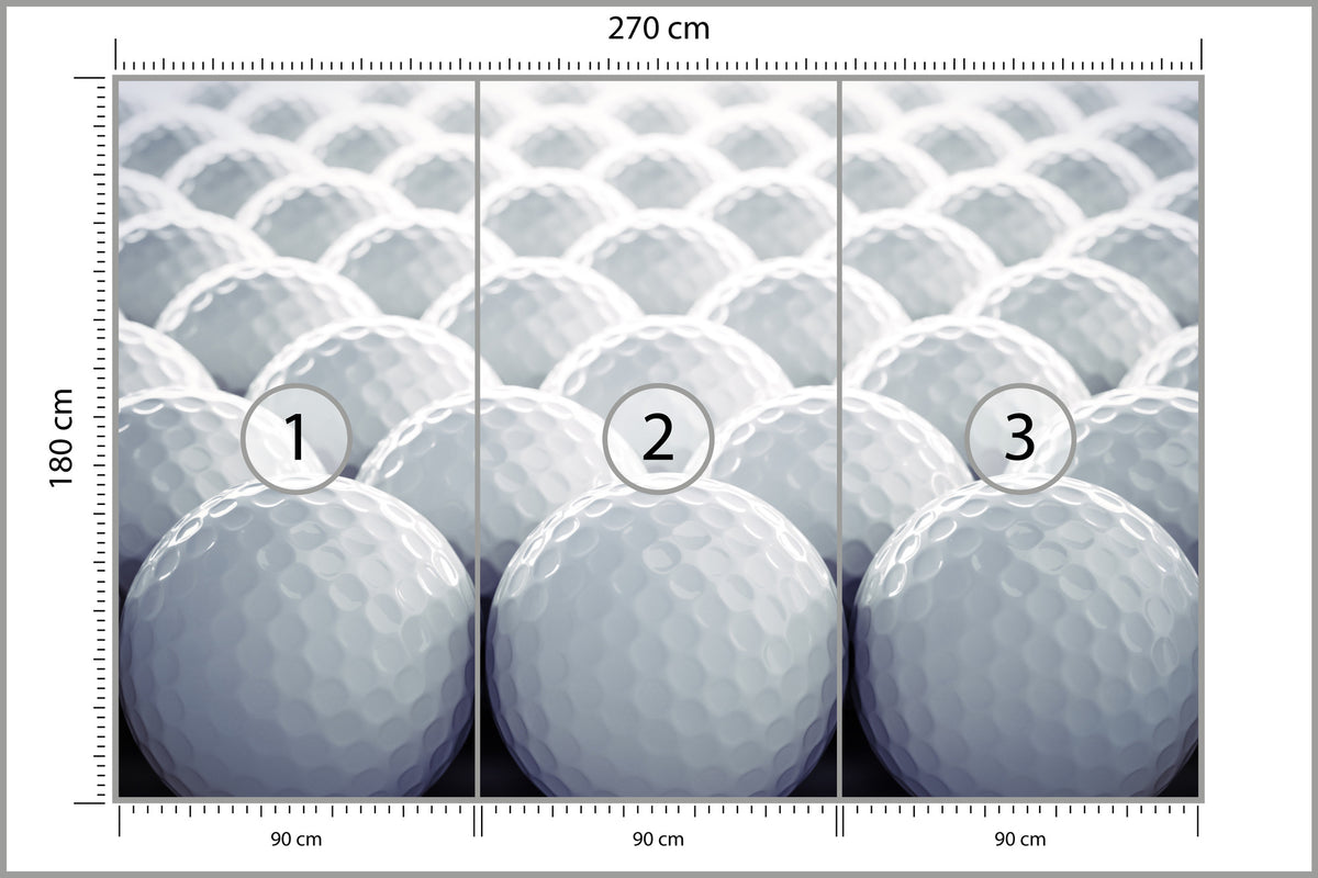 Fototapeta Piłeczki Golfowe 3D 270 × 180 cm – podgląd kadru