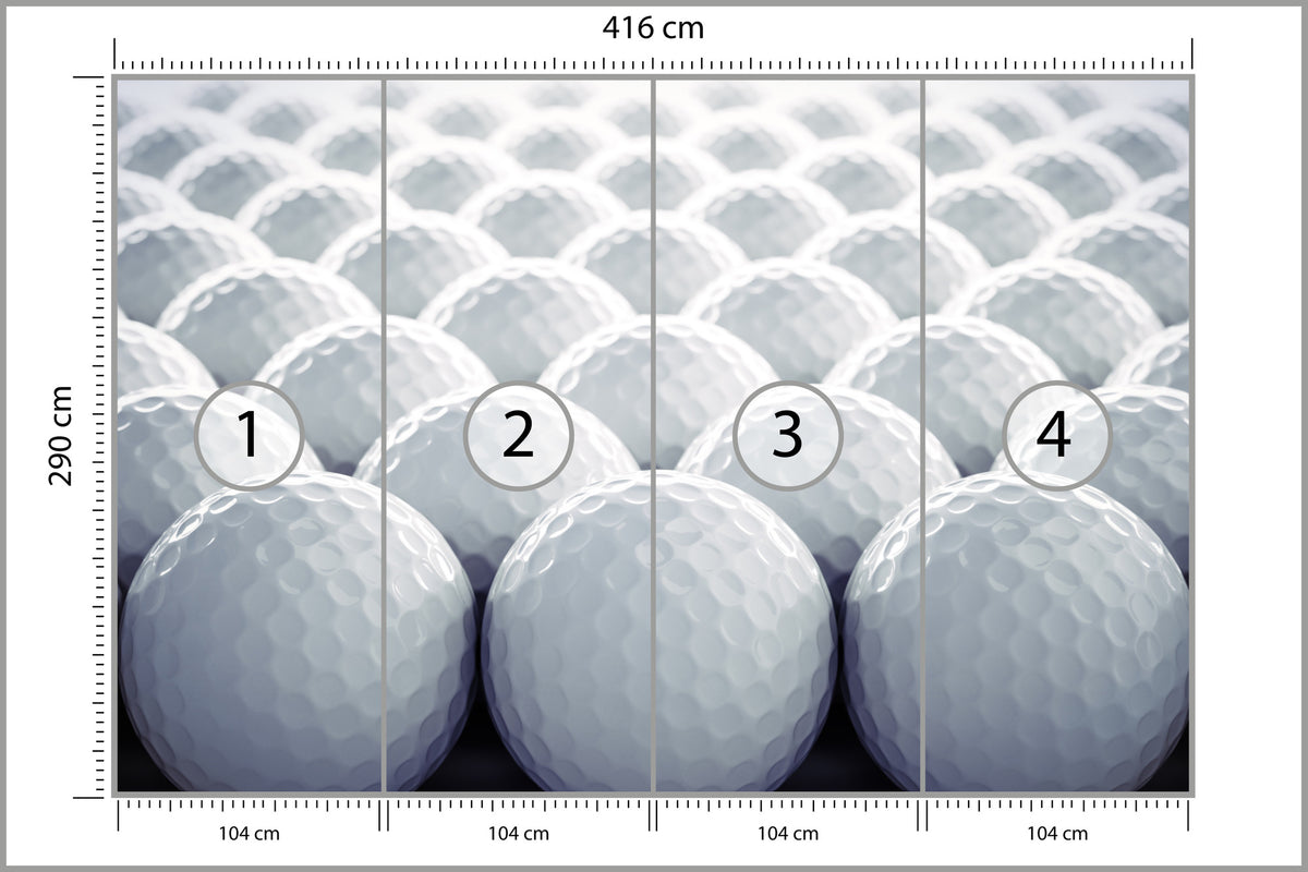 Fototapeta Piłeczki Golfowe 3D 416 × 290 cm – podgląd kadru