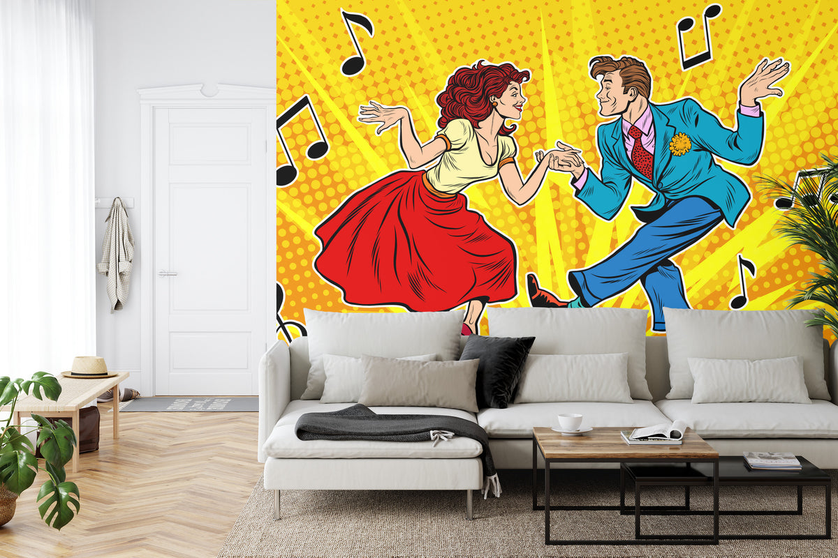 Fototapeta Taneczna Para W Stylu Pop-Art – aranżacja wnętrza