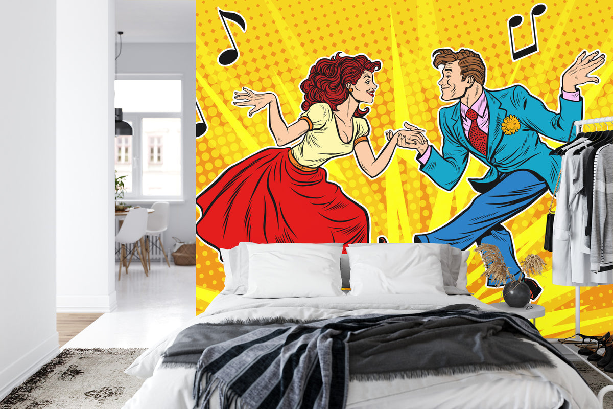 Fototapeta Taneczna Para W Stylu Pop-Art – aranżacja wnętrza