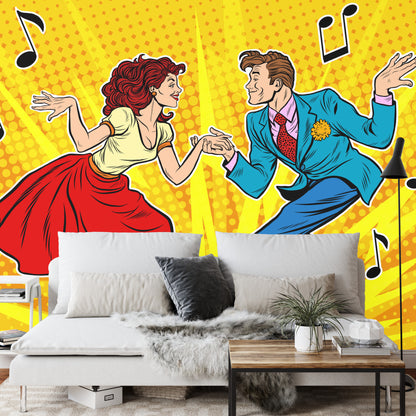 Fototapeta Taneczna Para W Stylu Pop-Art – aranżacja wnętrza
