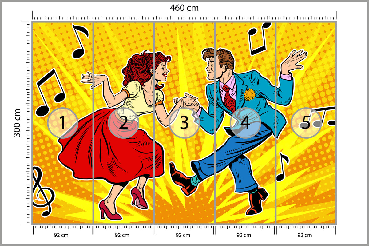 Fototapeta Taneczna Para W Stylu Pop-Art 460 × 300 cm – podgląd kadru