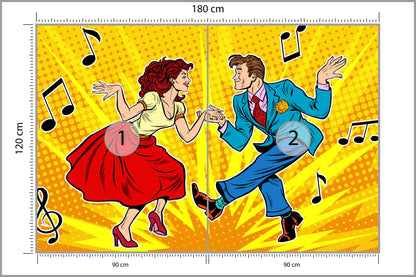 Fototapeta Taneczna Para W Stylu Pop-Art 180 × 120 cm – podgląd kadru