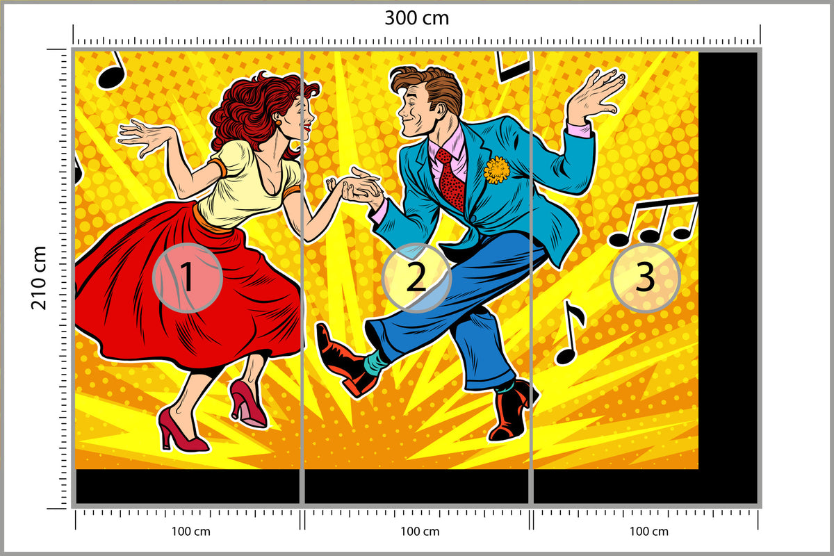 Fototapeta Taneczna Para W Stylu Pop-Art 300 × 210 cm – podgląd kadru
