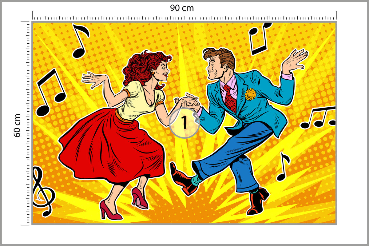 Fototapeta Taneczna Para W Stylu Pop-Art 90 × 60 cm – podgląd kadru