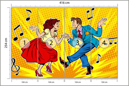 Fototapeta Taneczna Para W Stylu Pop-Art 416 × 254 cm – podgląd kadru
