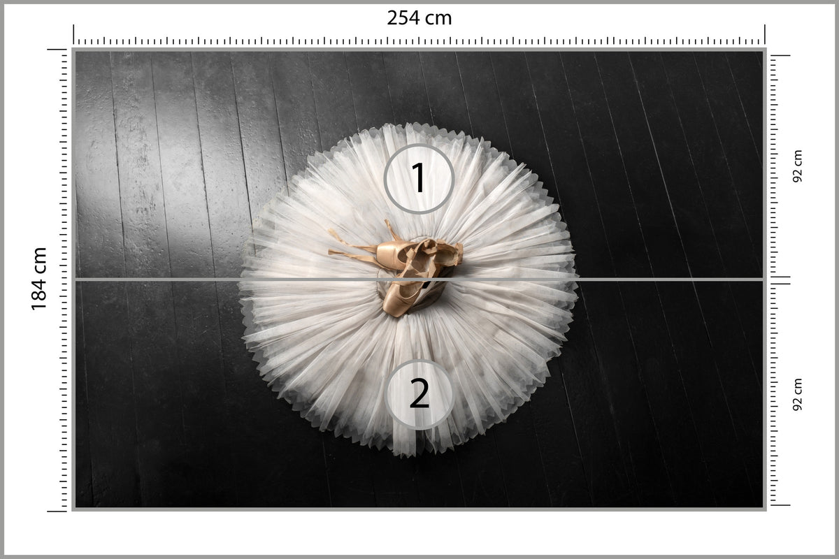 Fototapeta Buty Do Baletu Na Białej Tutu 254 × 184 cm – podgląd kadru
