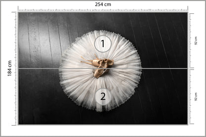 Fototapeta Buty Do Baletu Na Białej Tutu 254 × 184 cm – podgląd kadru