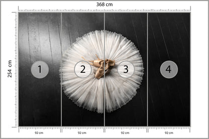 Fototapeta Buty Do Baletu Na Białej Tutu 368 × 254 cm – podgląd kadru