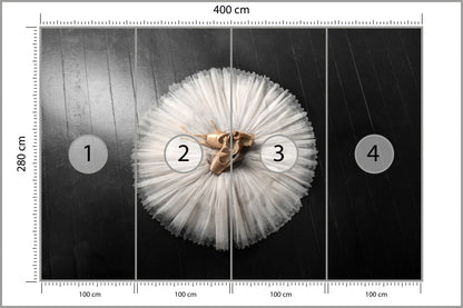 Fototapeta Buty Do Baletu Na Białej Tutu 400 × 280 cm – podgląd kadru