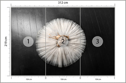 Fototapeta Buty Do Baletu Na Białej Tutu 312 × 219 cm – podgląd kadru