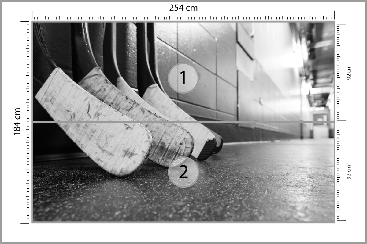 Fototapeta Czarno-Białe Kije Hokejowe 254 × 184 cm – podgląd kadru