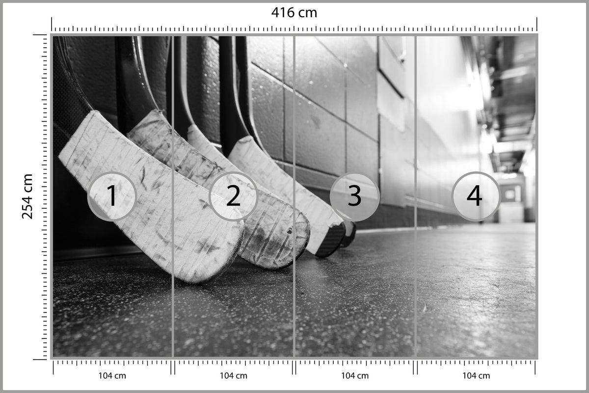 Fototapeta Czarno-Białe Kije Hokejowe 416 × 254 cm – podgląd kadru