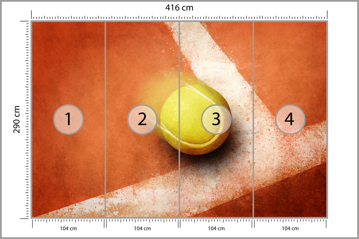 Fototapeta Piłka Tenisowa Na Skraju Boiska 416 × 290 cm – podgląd kadru