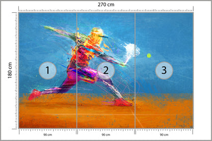 Fototapeta Malowany Abstrakcyjny Tenisista 270 × 180 cm – podgląd kadru