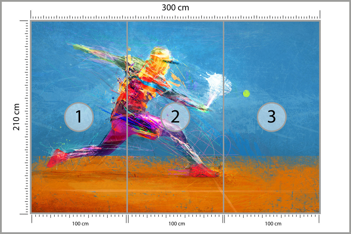Fototapeta Malowany Abstrakcyjny Tenisista 300 × 210 cm – podgląd kadru