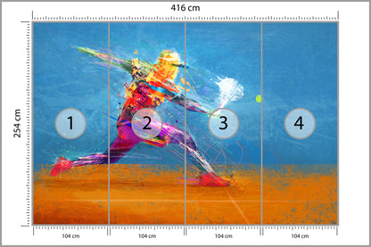 Fototapeta Malowany Abstrakcyjny Tenisista 416 × 254 cm – podgląd kadru