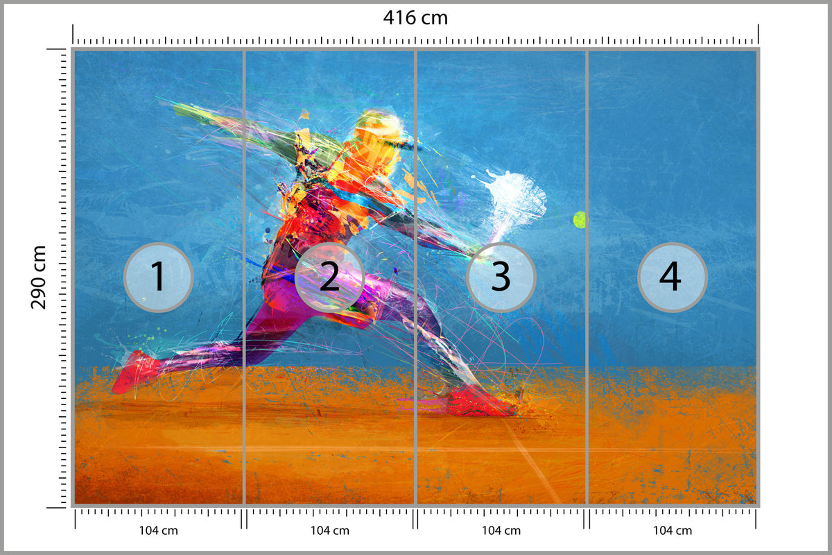 Fototapeta Malowany Abstrakcyjny Tenisista 416 × 290 cm – podgląd kadru