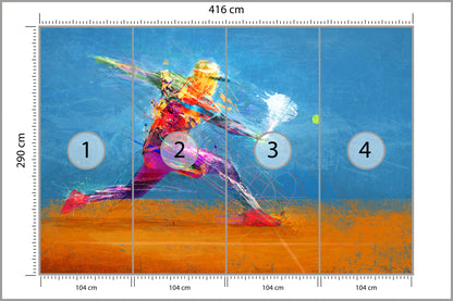 Fototapeta Malowany Abstrakcyjny Tenisista 416 × 290 cm – podgląd kadru