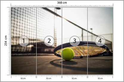 Fototapeta Piłka Tenisowa Z Rakietą 368 × 254 cm – podgląd kadru