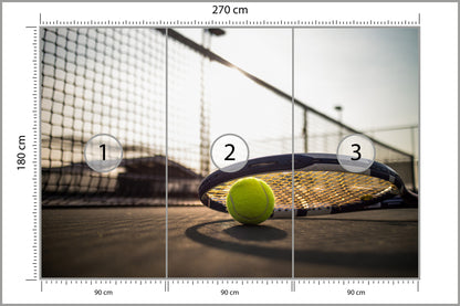 Fototapeta Piłka Tenisowa Z Rakietą 270 × 180 cm – podgląd kadru