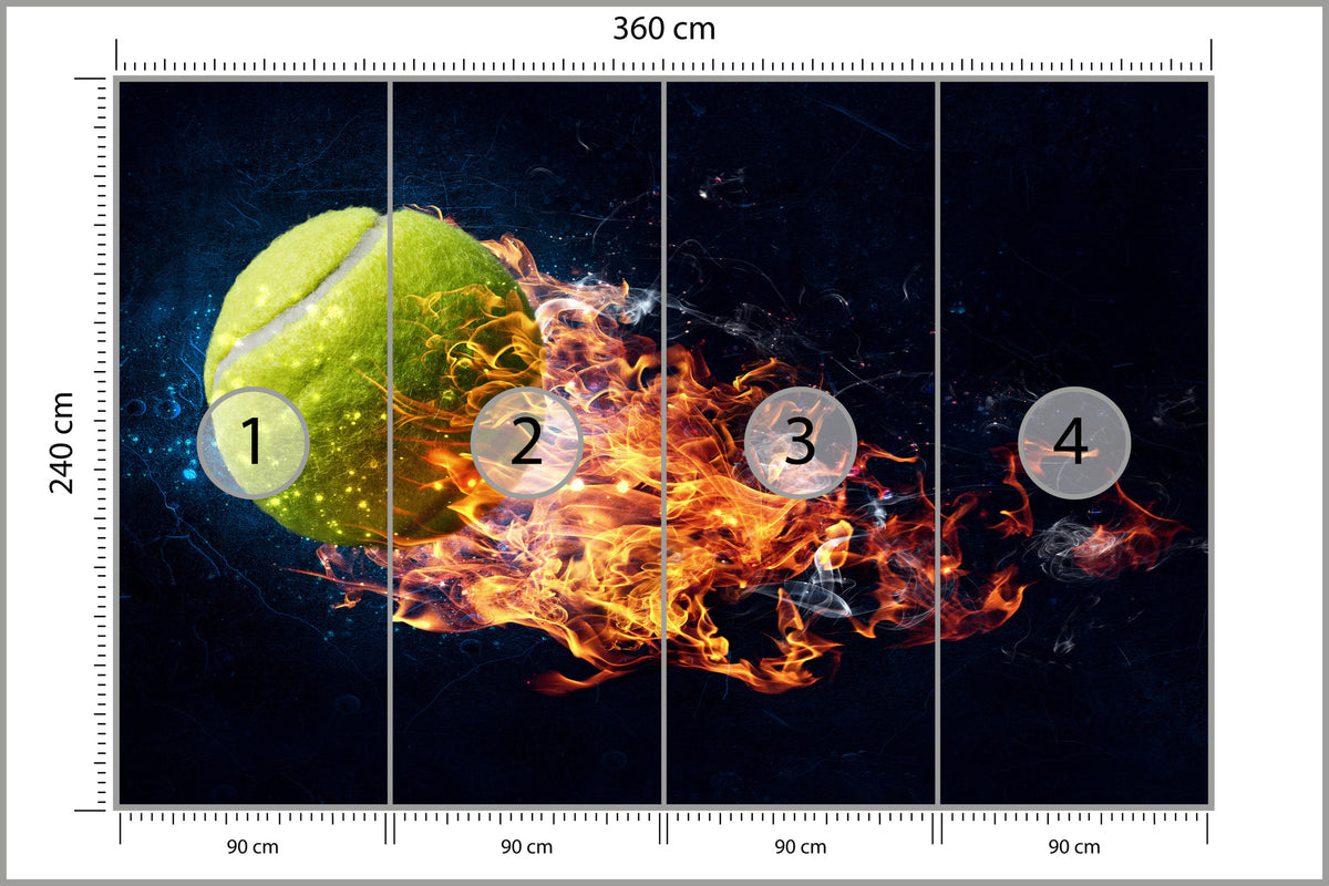 Fototapeta Płonąca Piłka Do Tenisa 360 × 240 cm – podgląd kadru