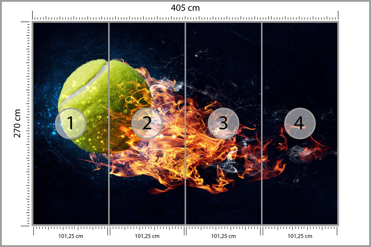 Fototapeta Płonąca Piłka Do Tenisa 405 × 270 cm – podgląd kadru