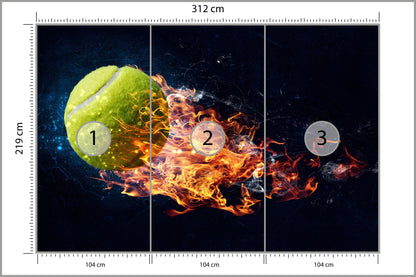 Fototapeta Płonąca Piłka Do Tenisa 312 × 219 cm – podgląd kadru