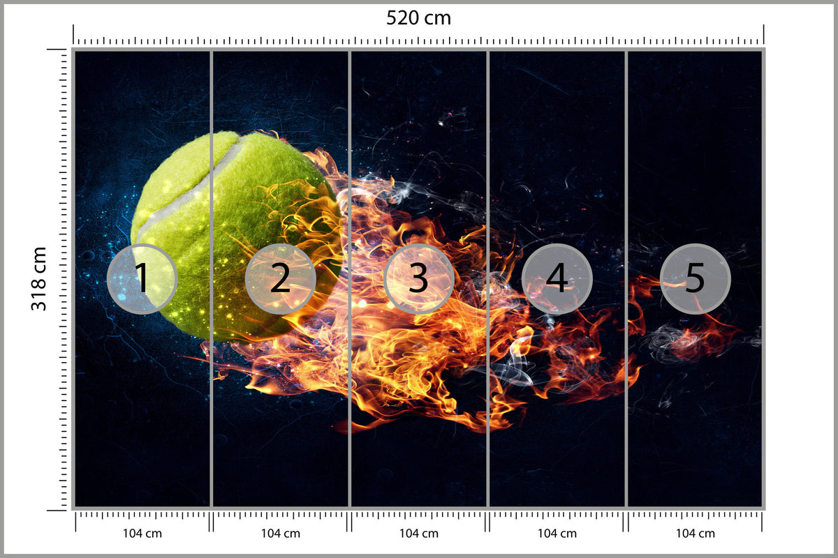 Fototapeta Płonąca Piłka Do Tenisa 520 × 318 cm – podgląd kadru