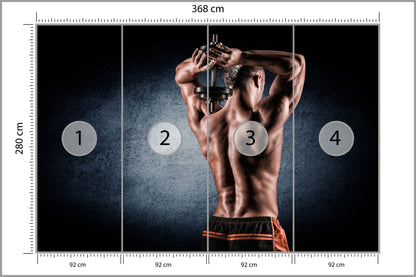 Fototapeta Umięśniony Mężczyzna Z Hantlem 368 × 280 cm – podgląd kadru