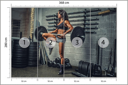 Fototapeta Wysportowana Kobieta Podnosząca Sztangę 368 × 280 cm – podgląd kadru