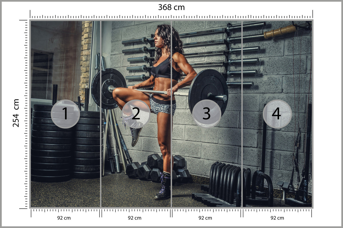 Fototapeta Wysportowana Kobieta Podnosząca Sztangę 368 × 254 cm – podgląd kadru