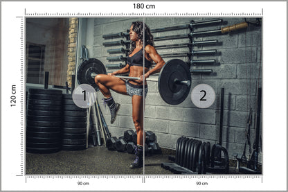 Fototapeta Wysportowana Kobieta Podnosząca Sztangę 180 × 120 cm – podgląd kadru