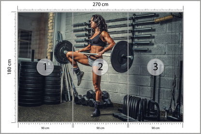 Fototapeta Wysportowana Kobieta Podnosząca Sztangę 270 × 180 cm – podgląd kadru