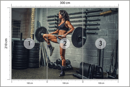 Fototapeta Wysportowana Kobieta Podnosząca Sztangę 300 × 210 cm – podgląd kadru