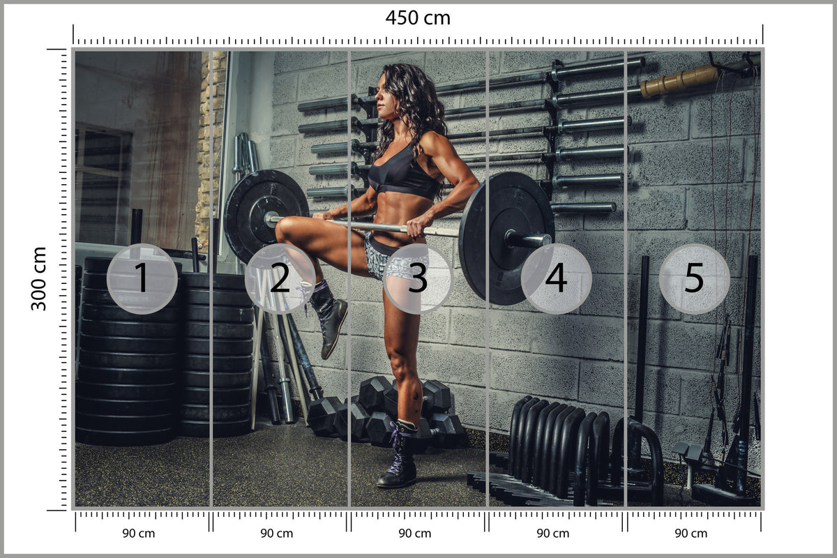 Fototapeta Wysportowana Kobieta Podnosząca Sztangę 450 × 300 cm – podgląd kadru