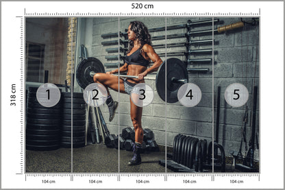 Fototapeta Wysportowana Kobieta Podnosząca Sztangę 520 × 318 cm – podgląd kadru