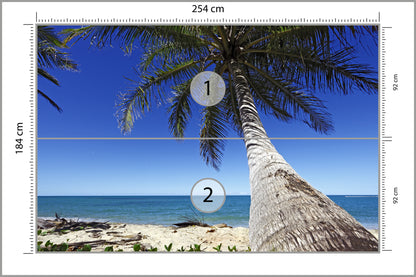 Fototapeta Plaża Ocean Palmy Pochylona Palma 254 × 184 cm – podgląd kadru
